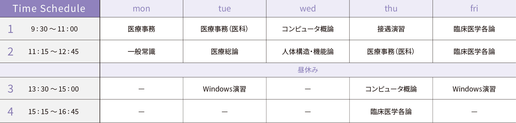 スケジュール例